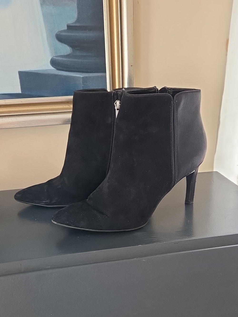 Sam Edelman Black Suede Pointed Toe Ankle Booties
